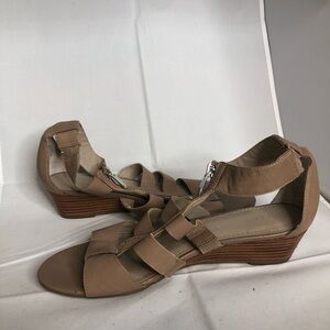Franco Sarto Brown Strappy Wedge Sandals